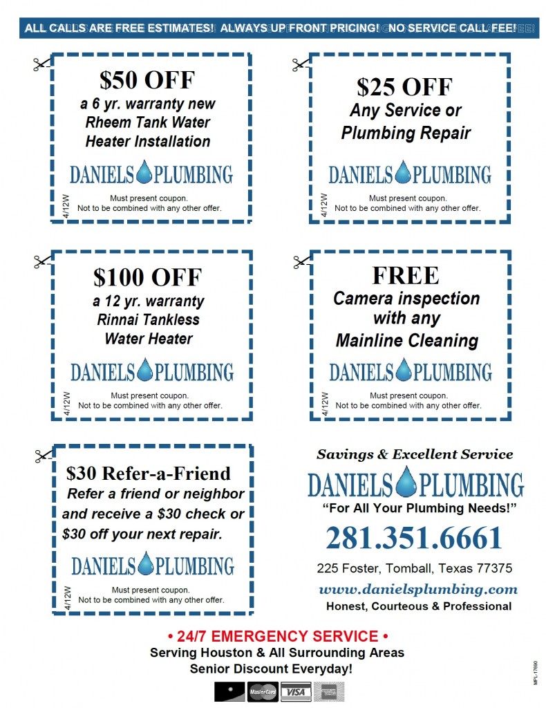 Plumbing Coupons & Specials Houston